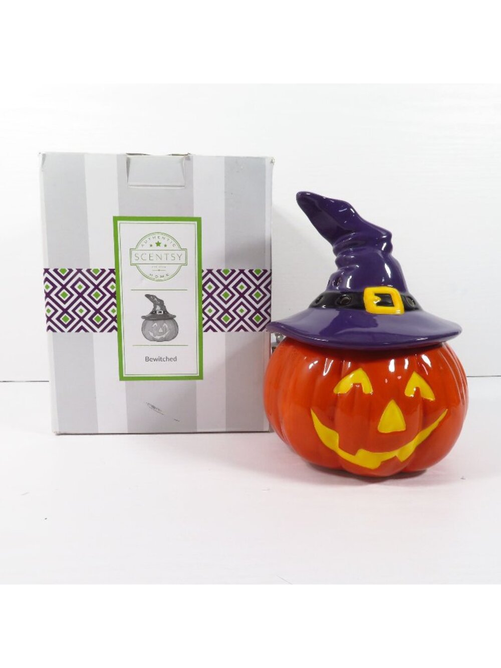 Scentsy Bewitched Wax Warmer Halloween Jack O Lantern Witch Hat Original Box